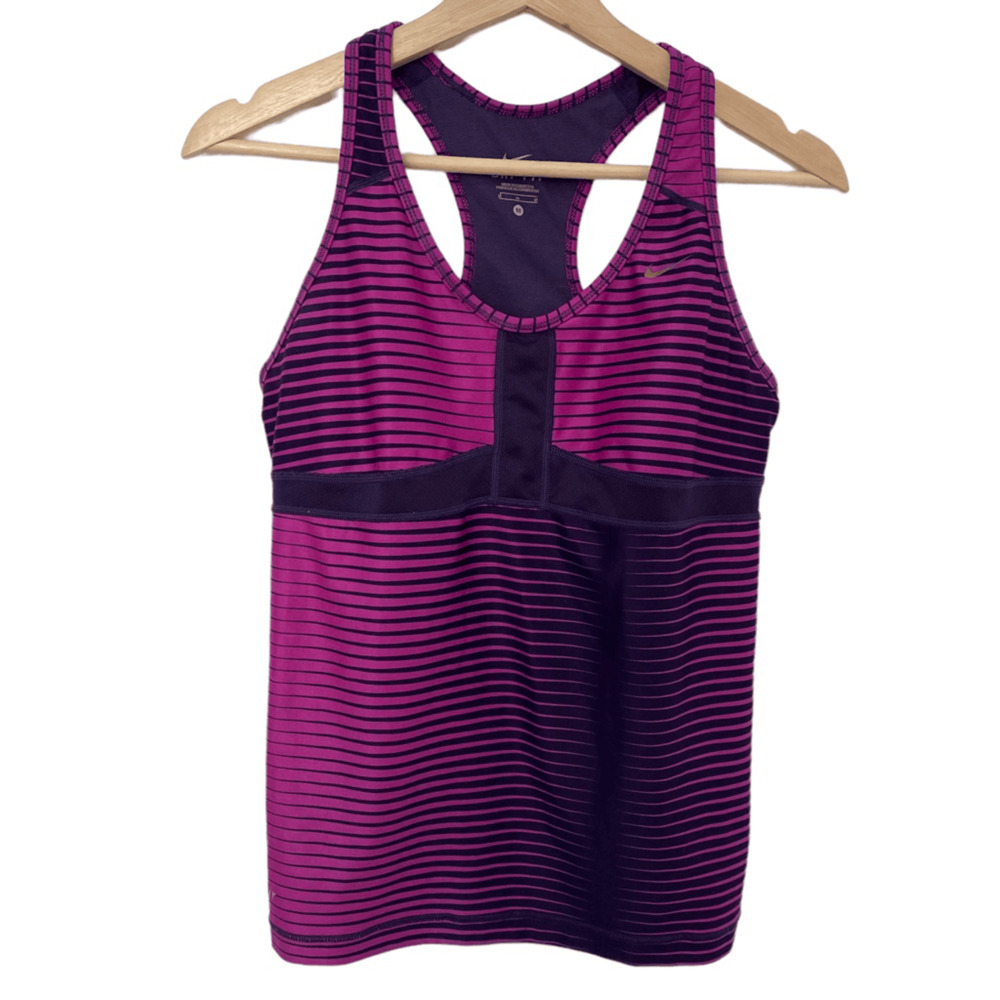 Nike Dri-fit Purple Striped Built In Sports Bra Tank Top Medium